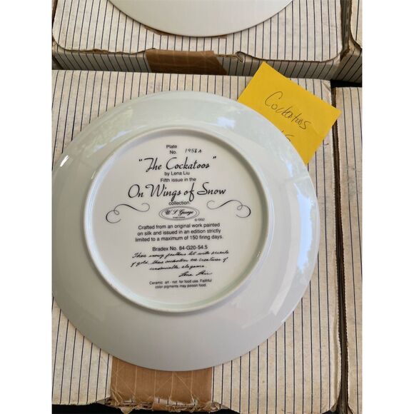 Lena Liu "On Wings of Snow" 6 Collector Plates -  Series Multicolor Bird Theme - Picture 7 of 8